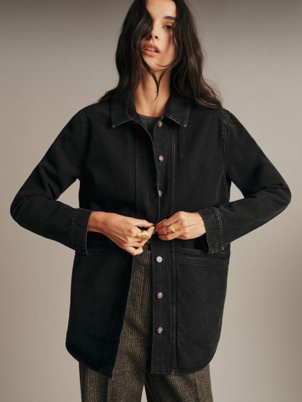 SEZANE The Will Jacket in Washed Black Size Large VGUC